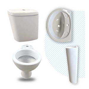 4 Four Piece WC with Tank and Wash Basin With Pedestal Bathroom Set Toilet Seat with Basin Soft Seat Cover Sanitaryware