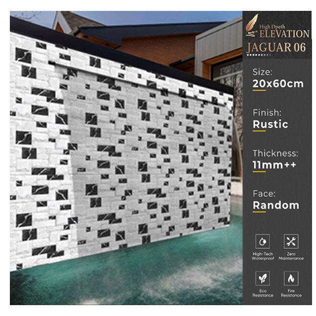 Latest Design Elevation High Depth 200x600 mm Ceramic Wall Tile Indoor and Outdoor Exterior Wall Tile Porcelain Tiles