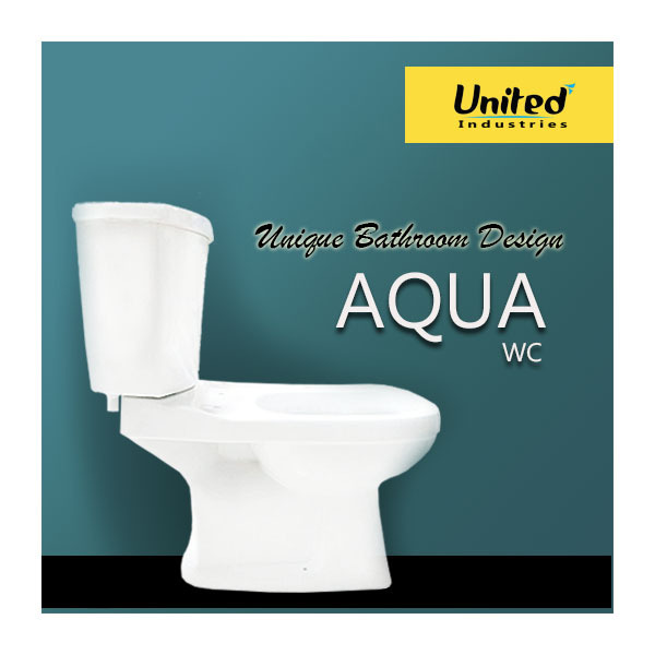 Aqua WC Modern High Quality Two Piece Ceramic Toilet Seat Commode with Up flush Luxury Bathroom Design S or P Trap