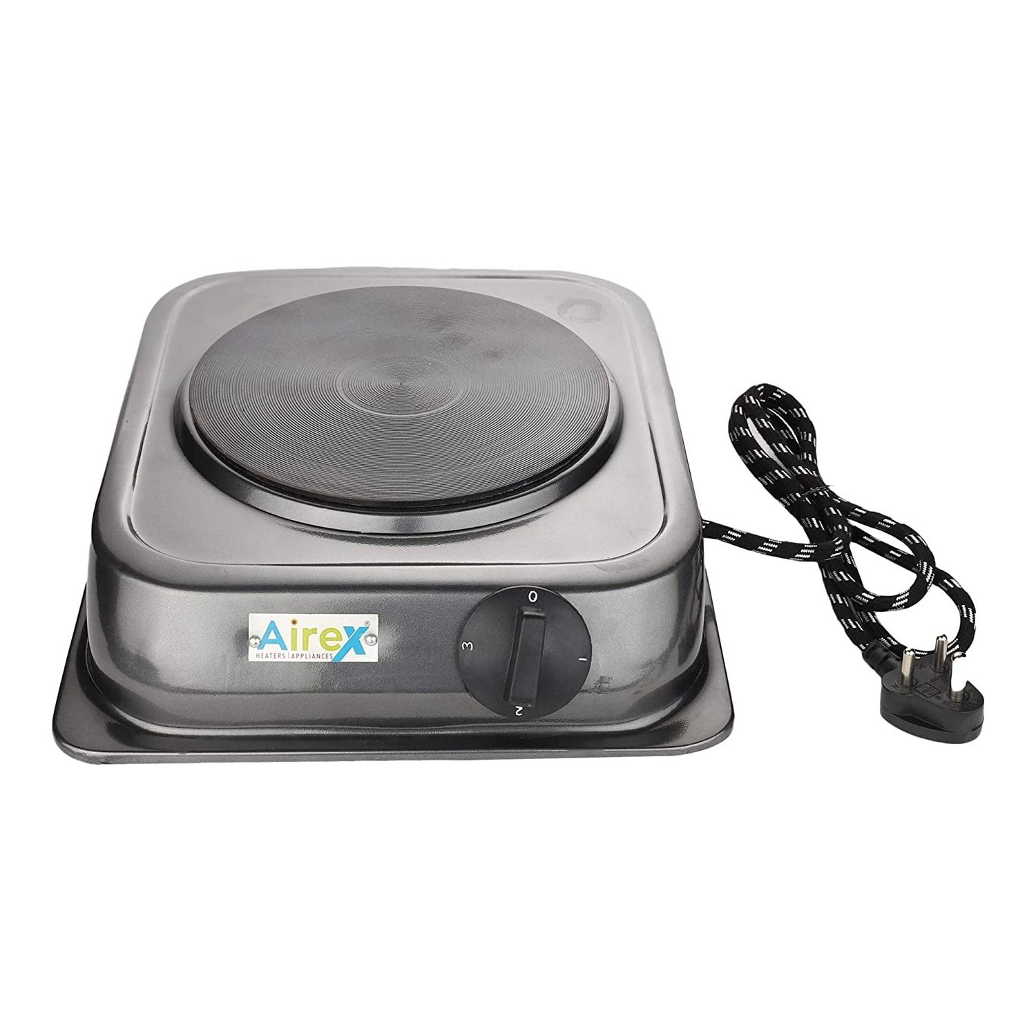 Airex 1500W Tawa Hot Plate Stove Powder Coated Material Electric Cooking Stoves 1 Burner Portable Tawa Hot Plate Black