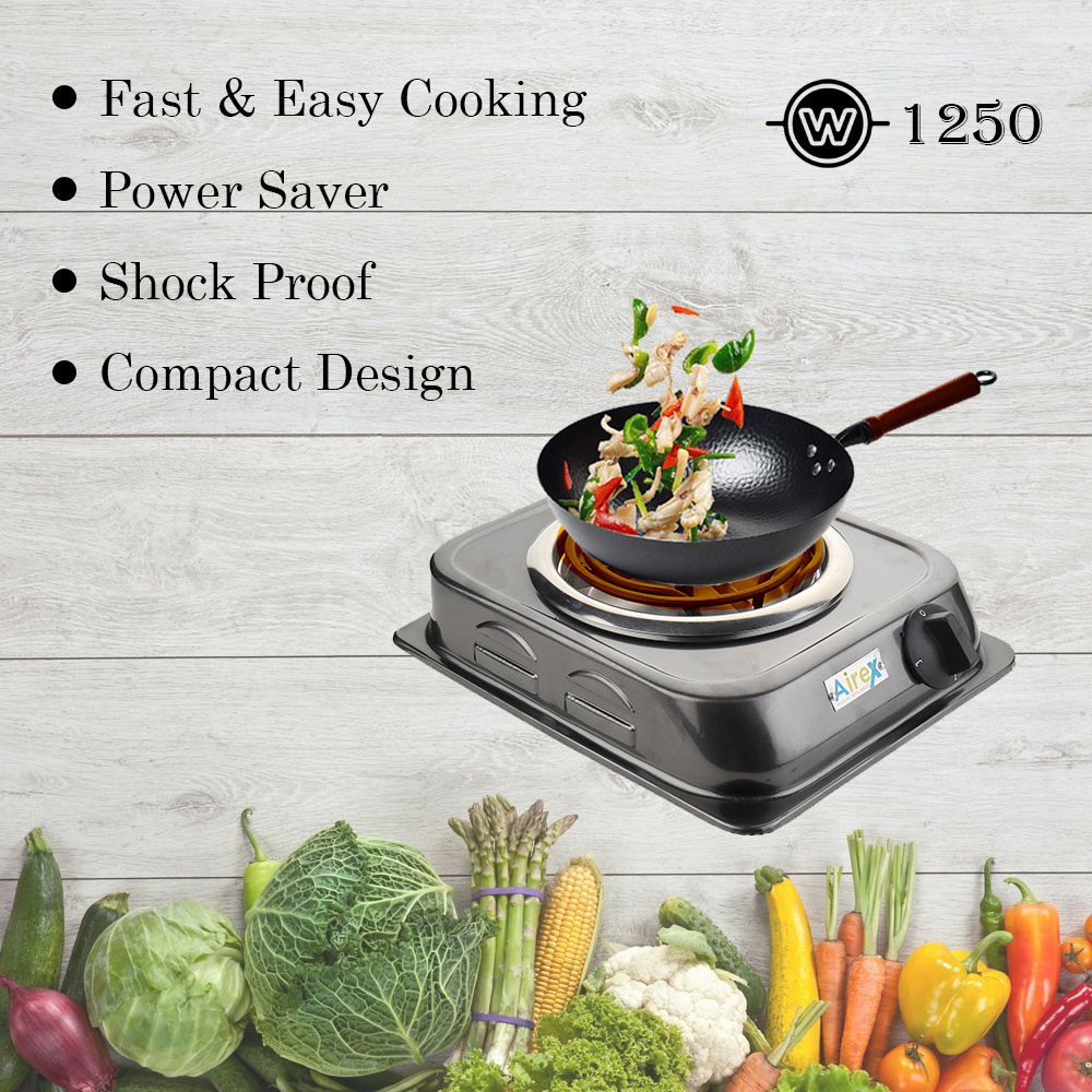 Airex Electric Hot Plate Powder Coated Spiral Type Coil Electric Cooking Hot Plate Stove Electric Cooking Heater 1250 Watt