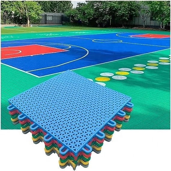 Custom Synthetic Turf Mat BasketBall Volleyball Soccer Tennis Badminton Modular PP Tile Sports Interlocking Court Floor Tiles