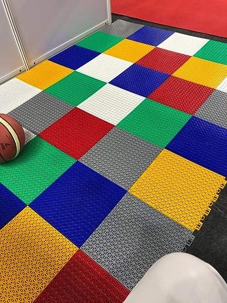 Cheap Custom Sports Mat Tennis Badminton Basketball KinderGarten School Surface Modular Tile Non Slip PP Interlock Floor Tiles