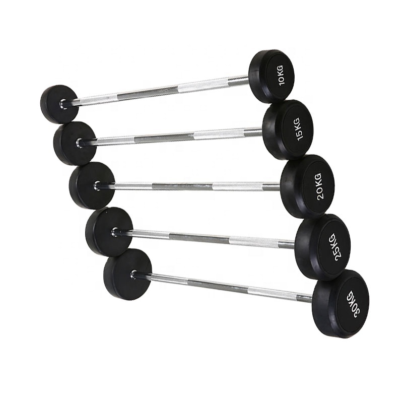 Cheap Power lifting Long Curl or Straight Bar Weight Lifting Gym Cast Iron Rubber Coated Dumbbells Fitness Barbell Dumbbell