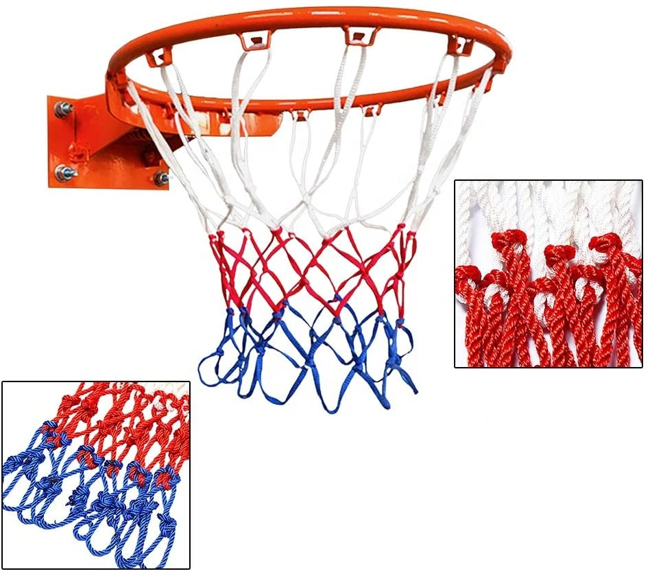 Hot Cheap High Quality Customized Professional Training Sports Nylon Polyester 12 Loops Hooks Basketball Nets 6 mm thread Net