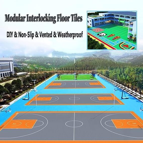 Custom Synthetic Turf Mat BasketBall Volleyball Soccer Tennis Badminton Modular PP Tile Sports Interlocking Court Floor Tiles