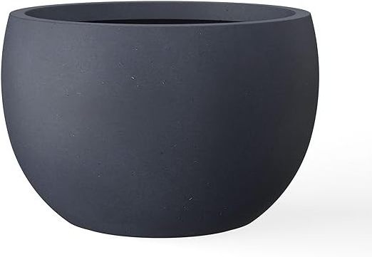 Concrete Planter Outdoor& Indoor Large Bowl Plant Pots with Drainage Hole and Rubber Plug for Garden Patio Balcony Home Charcoal