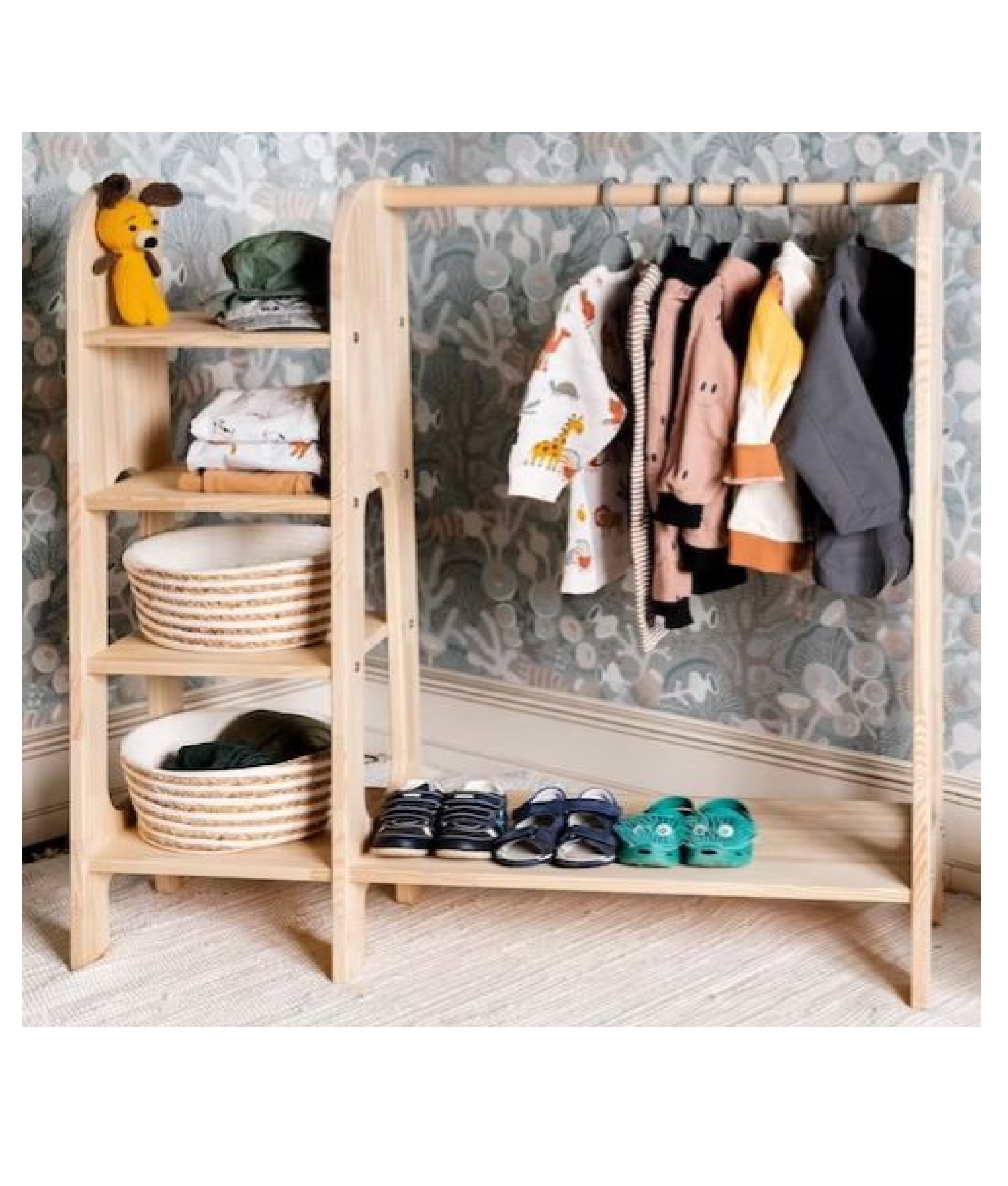 Wholesale High Quality Modern Luxury Clothes Racks Kids Furniture Wooden Clothing Rack & Shoe Racks Wardrobe For Kids