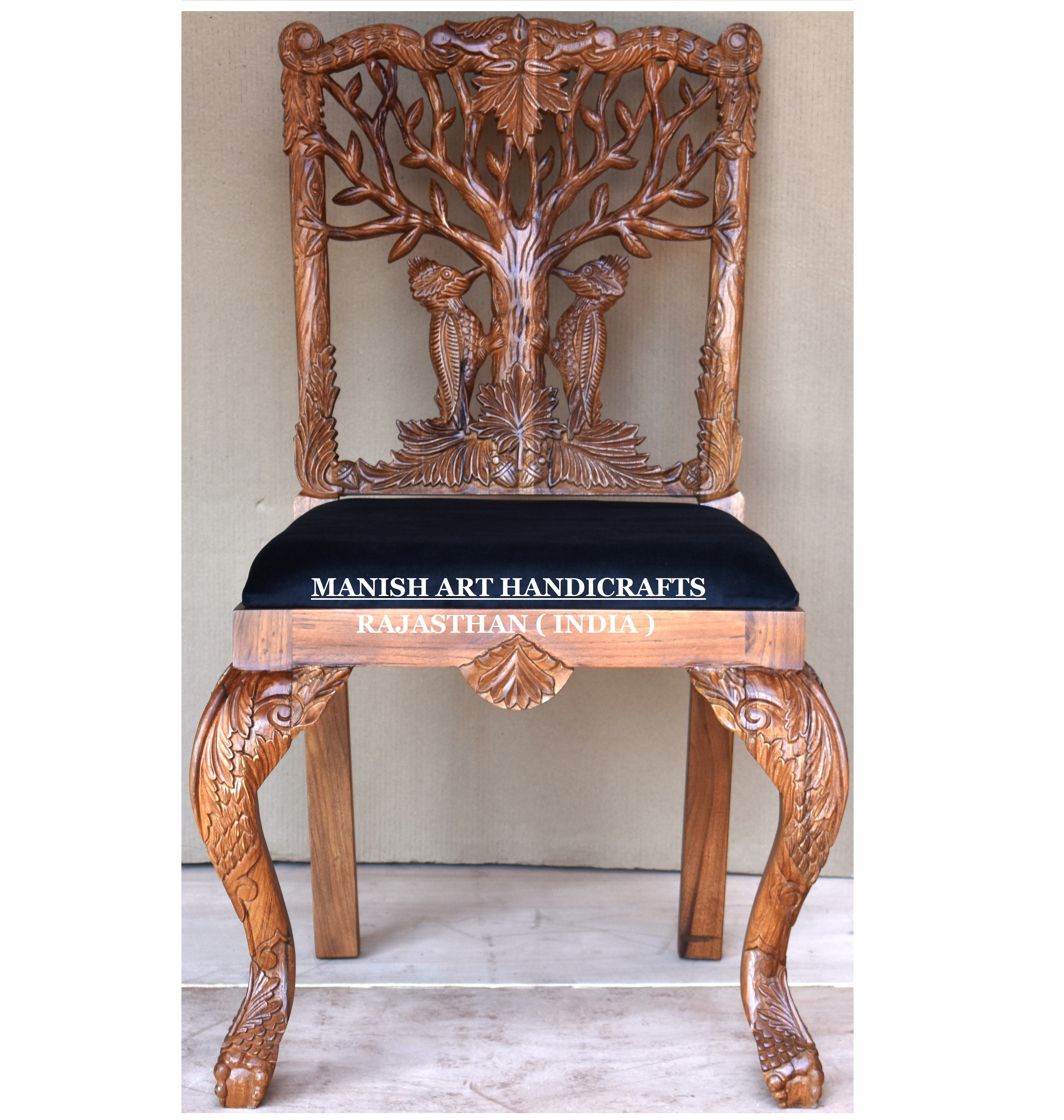 modern luxury vintage antique royal living room dining furniture wooden hand carved menagerie woodpecker armless dining chair