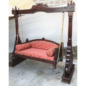 Wholesale High Quality Modern Luxury Vintage Antique Royal Living Home Furniture Wooden Carved Traditional Patio Swings / Jhula