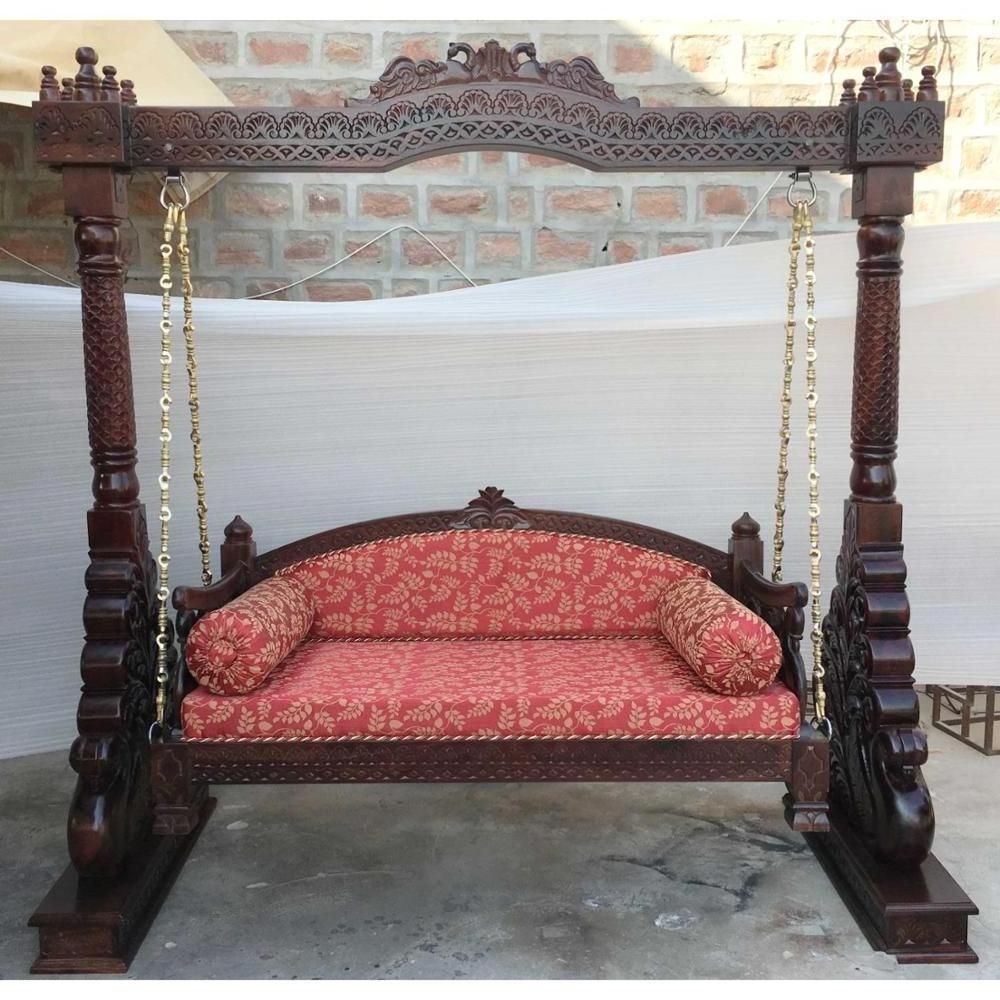 Wholesale High Quality Modern Luxury Vintage Antique Royal Living Home Furniture Wooden Carved Traditional Patio Swings / Jhula