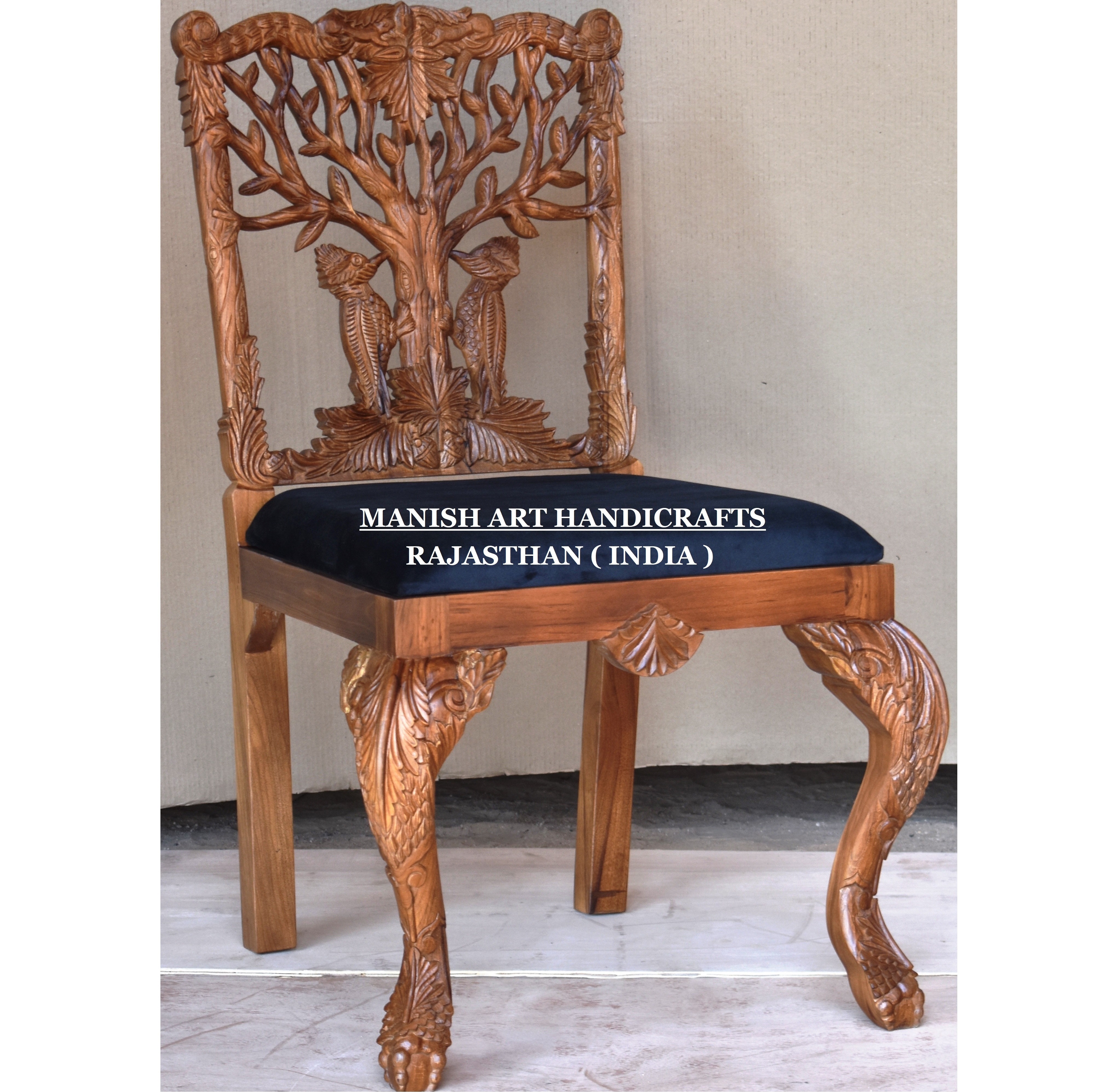 modern luxury vintage antique royal living room dining furniture wooden hand carved menagerie woodpecker armless dining chair