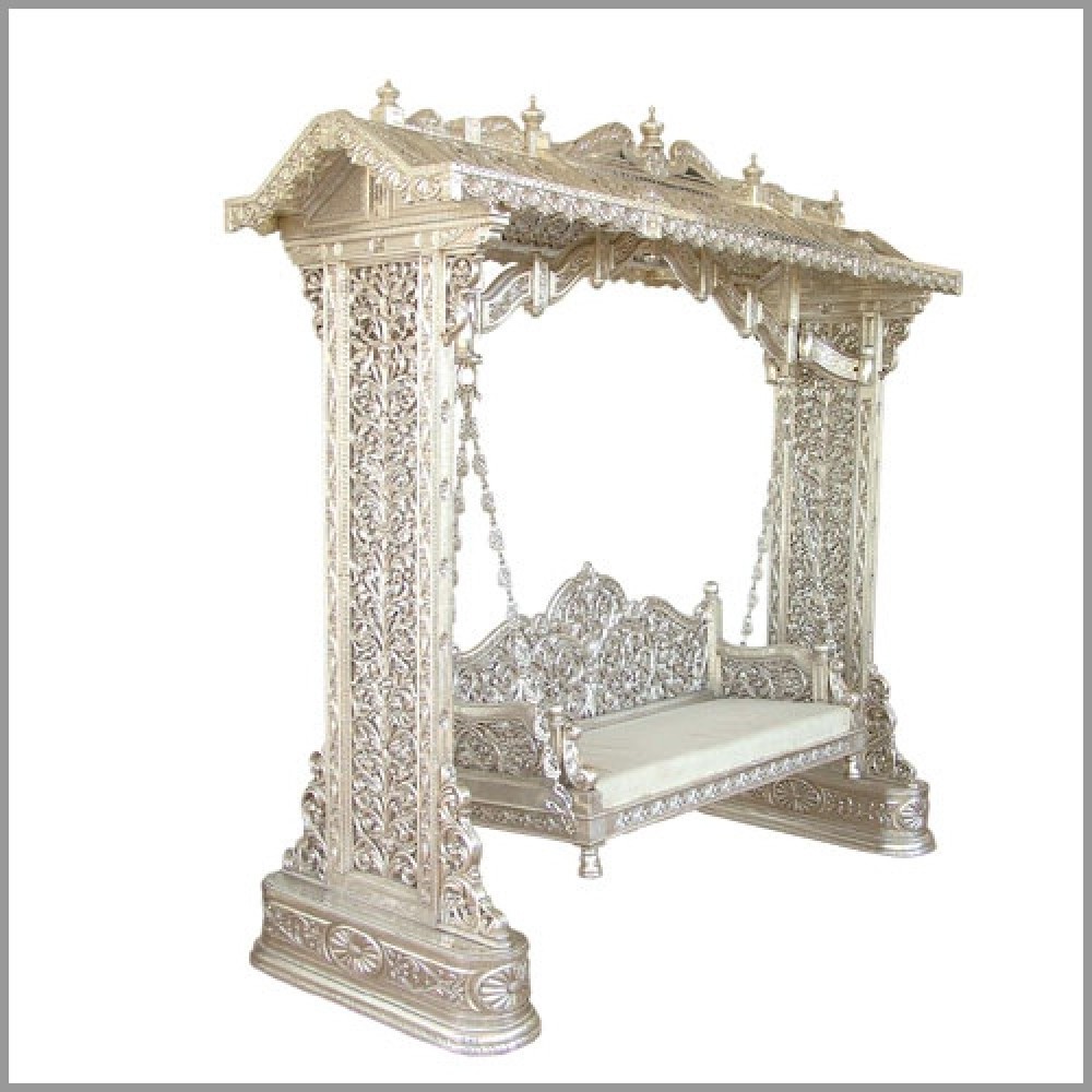 Wholesale High Quality Modern Luxury Vintage Antique Royal Living Home Furniture Wooden & Silver Traditional Patio Swings /Jhula