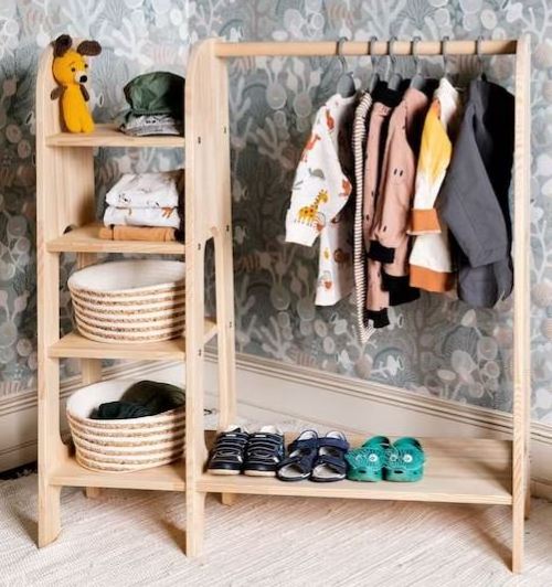 Wholesale High Quality Modern Luxury Clothes Racks Kids Furniture Wooden Clothing Rack & Shoe Racks Wardrobe For Kids