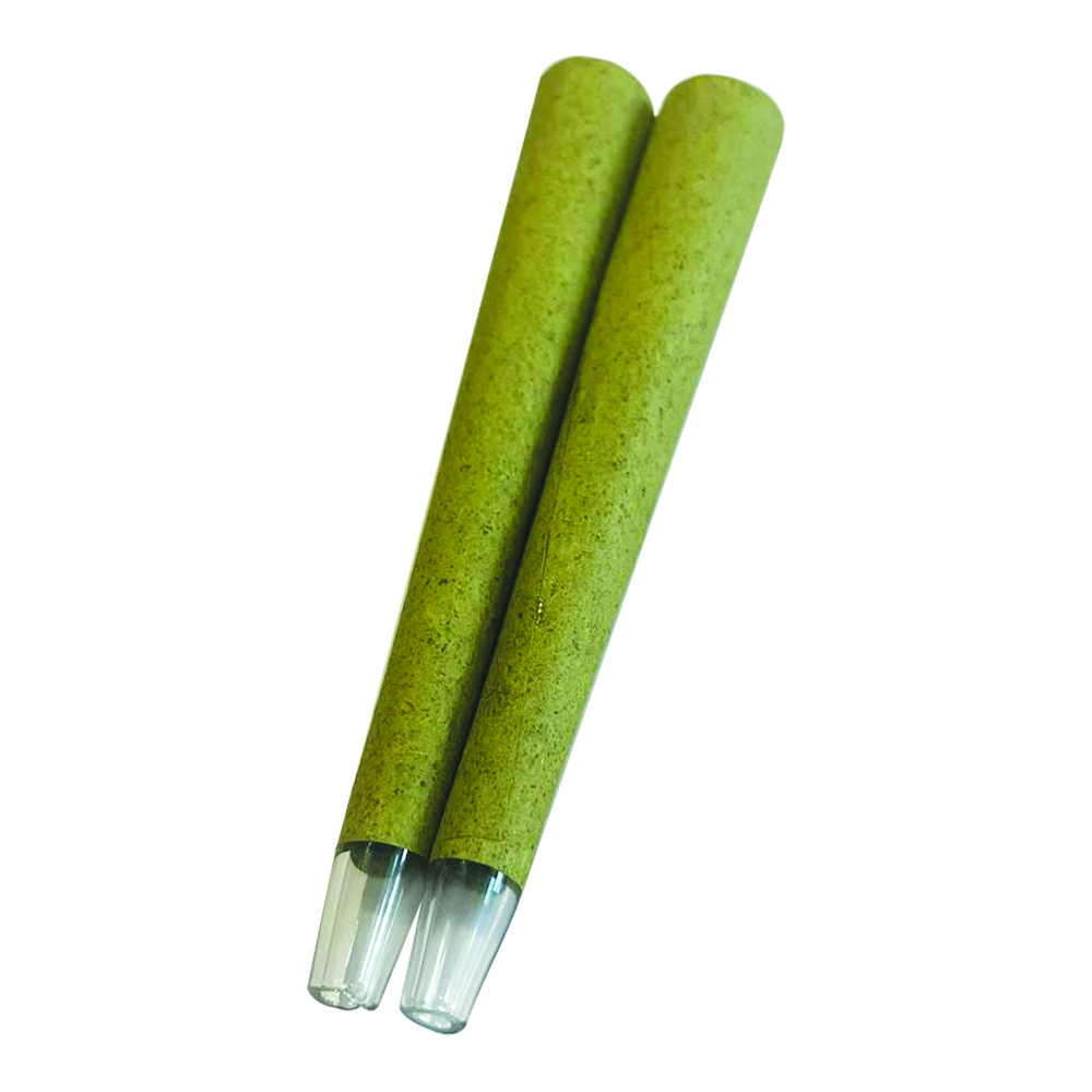 Cigar shape Hemp Wrap With Cylindrical Clear Glass Tips 109mm/26mm (King Size) (HWT01)