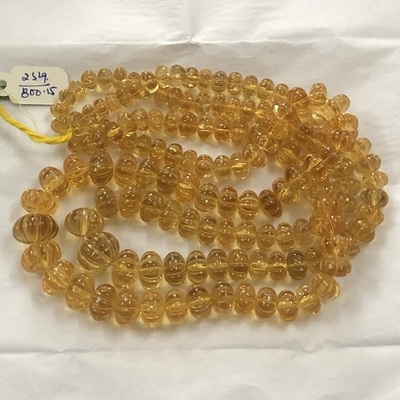 Gemstone Natural Yellow Citrine Carved Melon Shape Stone Beads