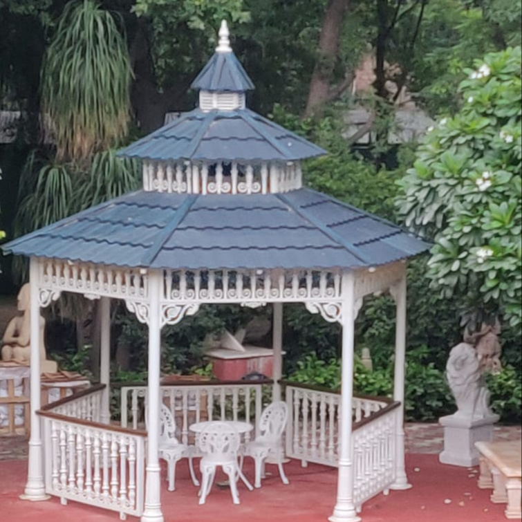 Octagonal Cast Iron Garden Line Cast Wrought Iron Steel Metal Frame Round Gazebo Hexagon Handmade Customized Shape Bulk Product