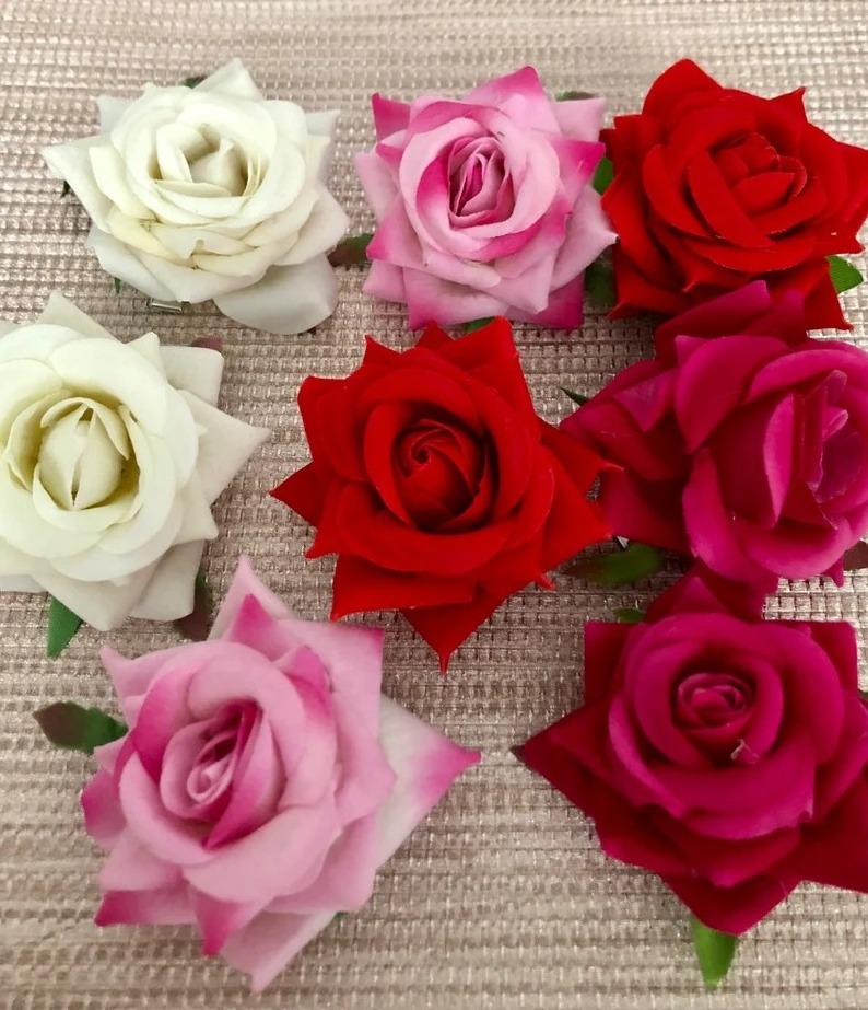 Rose Hair Slides in Choice of Colours perfect for Styling Hair Buns Burlesque Carmen Flower Rose Flamenco Dancer Pin Hair Clip