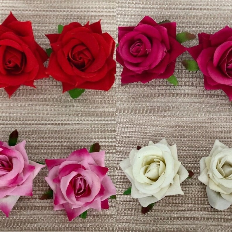 Rose Hair Slides in Choice of Colours perfect for Styling Hair Buns Burlesque Carmen Flower Rose Flamenco Dancer Pin Hair Clip