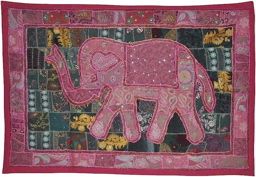 Bohemian Charm: Vintage Sari Fabric Elephant Tapestry Wall Hanging Wall Hanging Tapestry, Indian Vintage Wall Tapestry, Bohemian