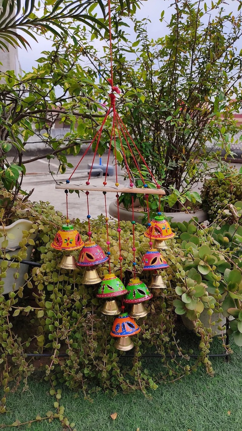 Wind chime Boho Wall Hanging  Multi Color Beaded Wind Chime House Warming Gift Garden Hanging Bell Wind Chime For indoor outdoor