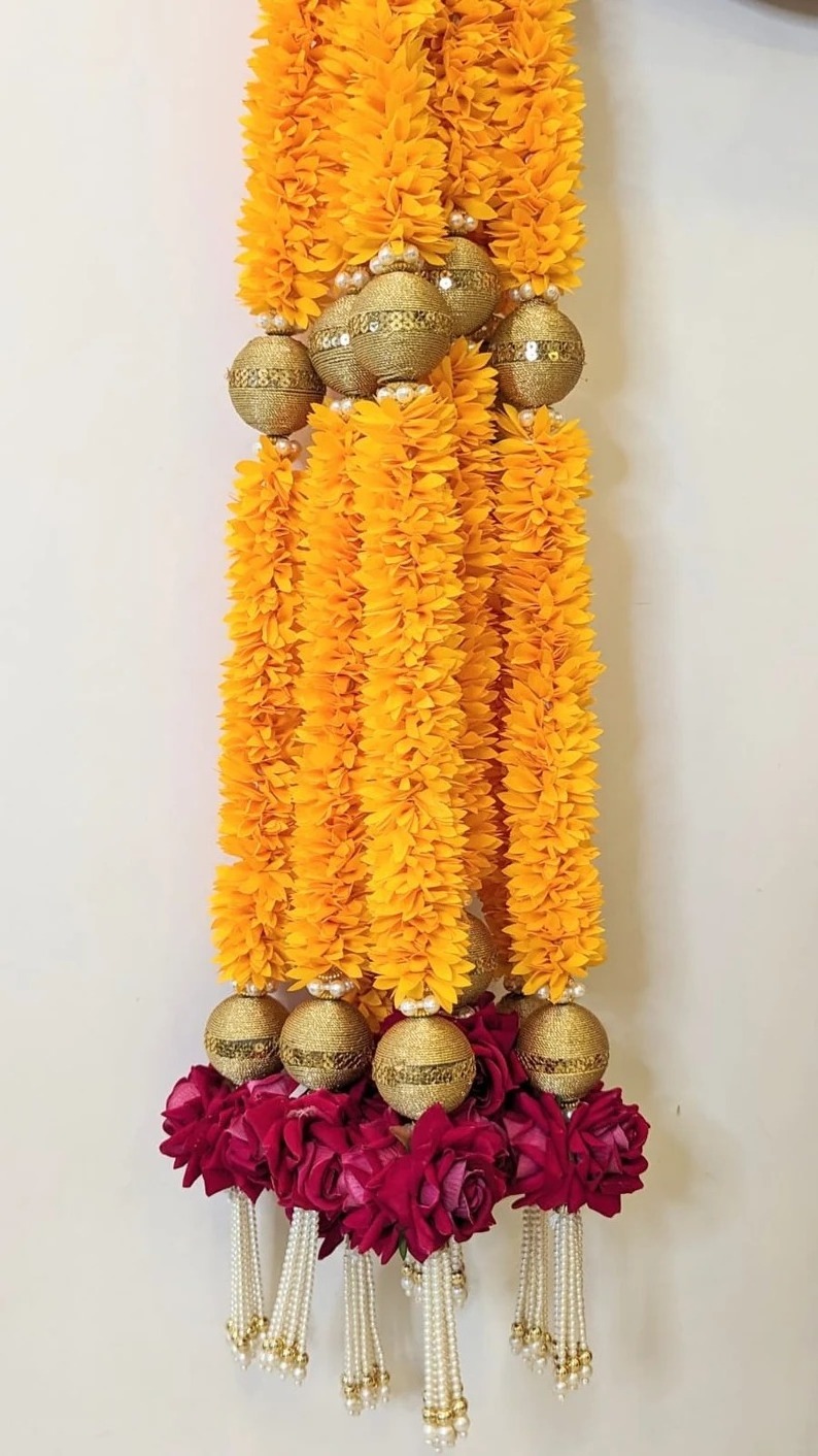 Jasmine Gajra Flower Hanging Floral Hanging Diwali Decoration Front Door Entrance Entryway Patio Home Wedding Event Party Decor