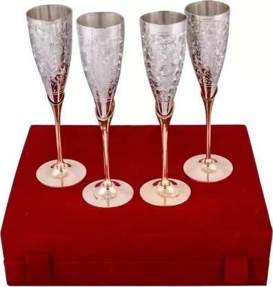 Handcrafted Silver And Gold Plated Table Dining Decor Goblet Wine Set Champagne Glass Christmas Gift Showcase Flute Glass