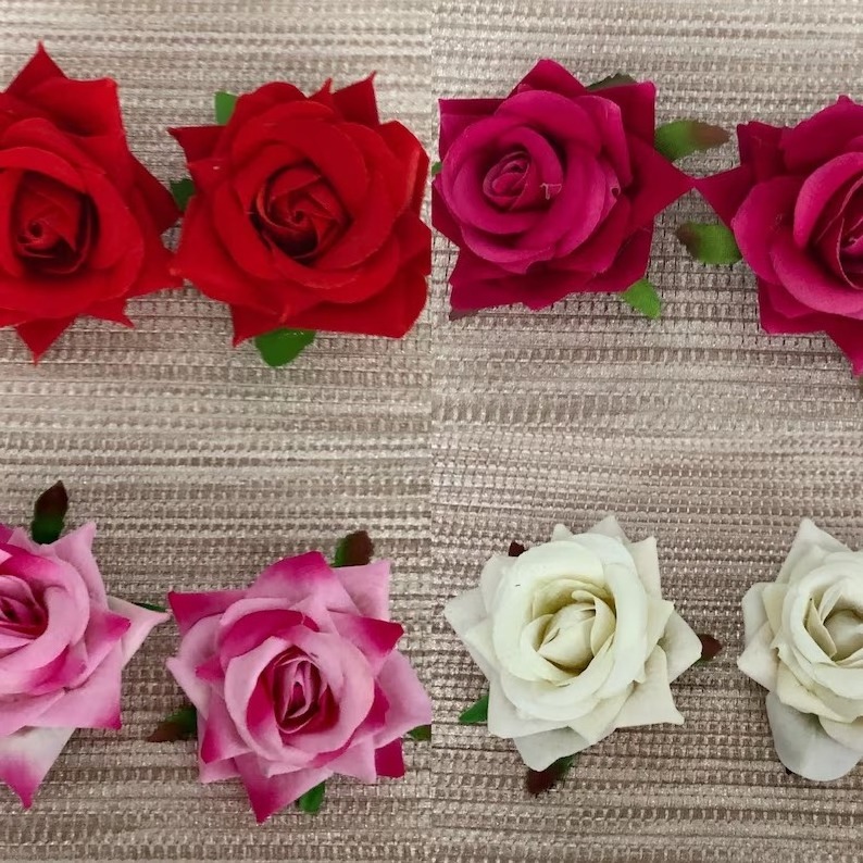 Rose Hair Slides in Choice of Colours perfect for Styling Hair Buns Burlesque Carmen Flower Rose Flamenco Dancer Pin up Hair