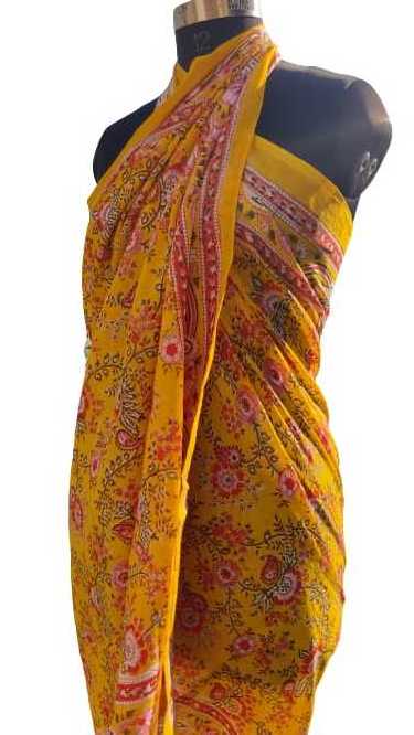 Women Pareos 100% Cotton, Floral Kalamkari, Batik Indian Hand Block Print Swimwear Sarongs & Cover-Ups, (1014 CM X 180 CM)