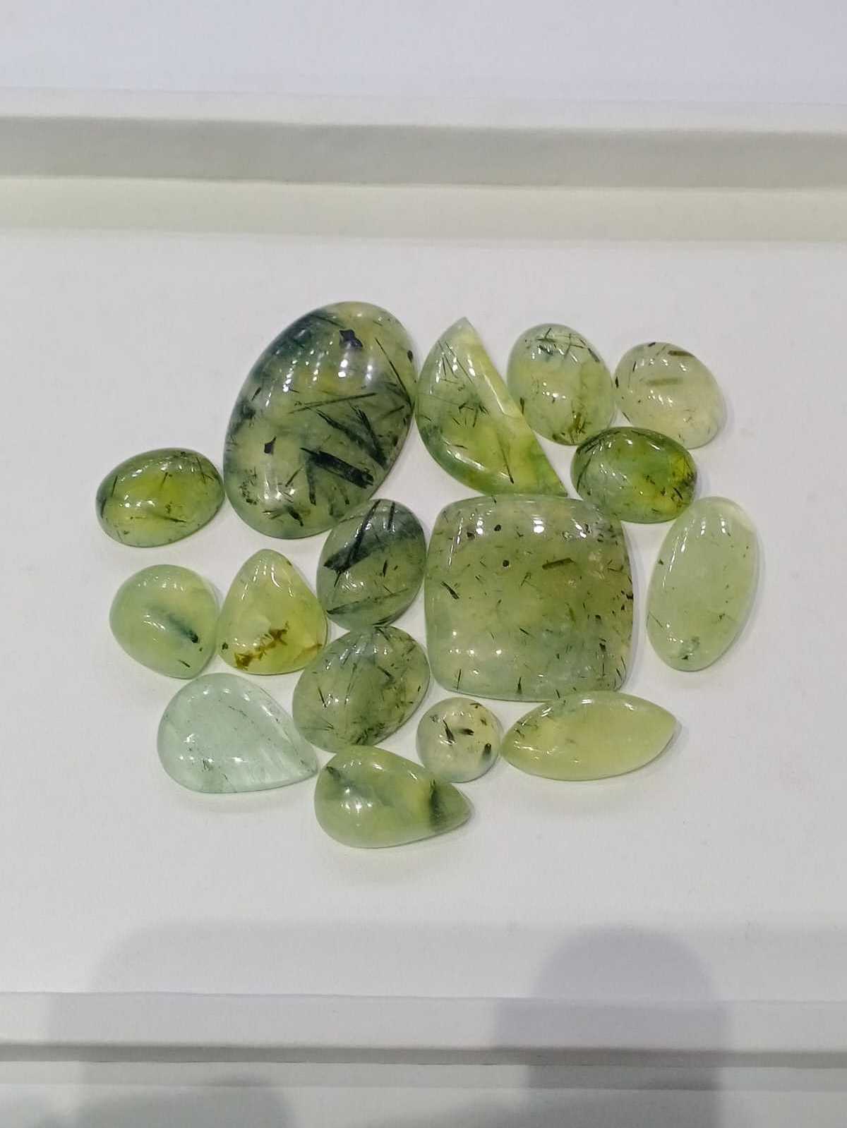 Natural Light Green Transparent Prehnite Cabochon Mix Shape Loose Gemstone For Jewelry Making At Wholesale Price Cut Moss Agate