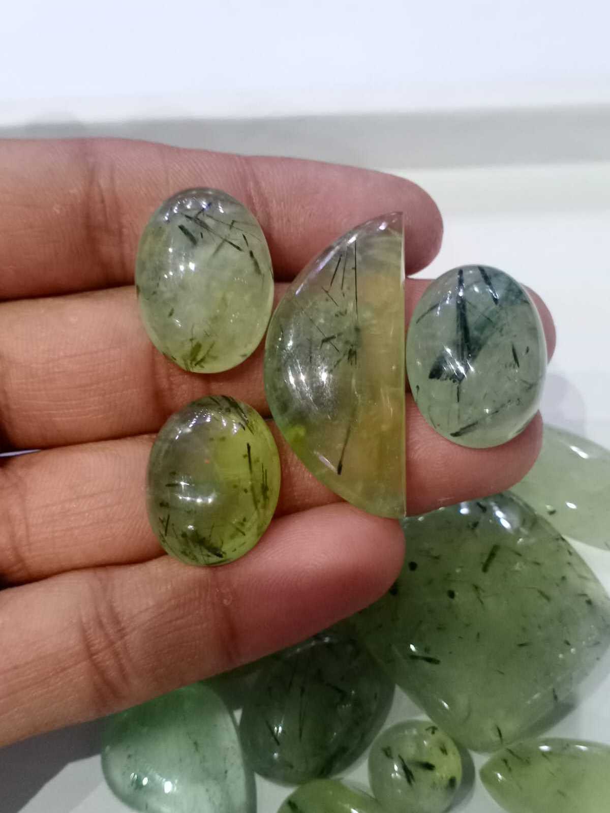 Natural Light Green Transparent Prehnite Cabochon Mix Shape Loose Gemstone For Jewelry Making At Wholesale Price Cut Moss Agate