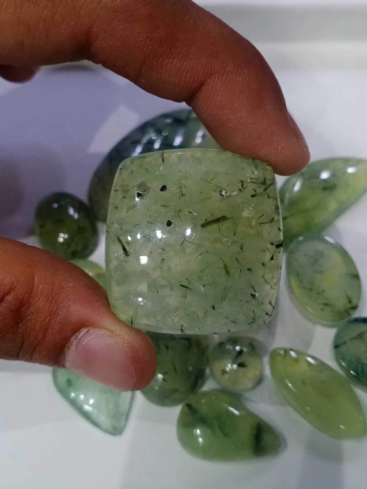 Natural Light Green Transparent Prehnite Cabochon Mix Shape Loose Gemstone For Jewelry Making At Wholesale Price Cut Moss Agate