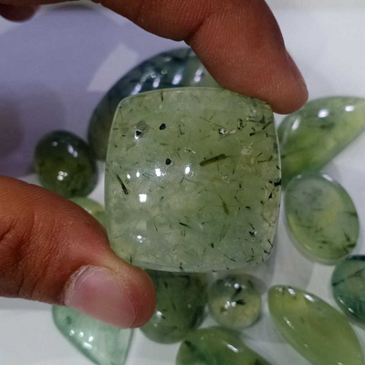 Natural Light Green Transparent Prehnite Cabochon Mix Shape Loose Gemstone For Jewelry Making At Wholesale Price Cut Moss Agate