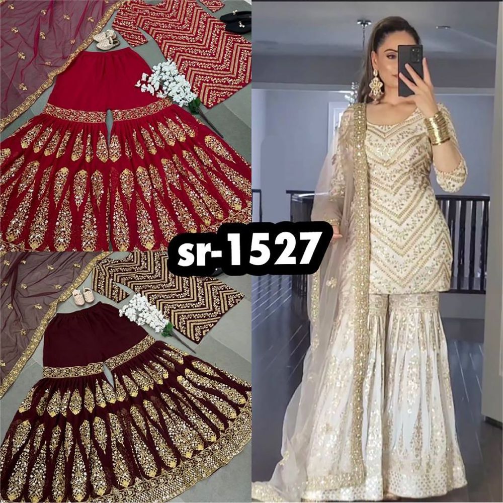 Indian & Pakistan Clothing Gharara Designs Punjabi Girl Sexy Beautiful Salwar Suit Neck Designs Sarara Woman Dress Wholesale