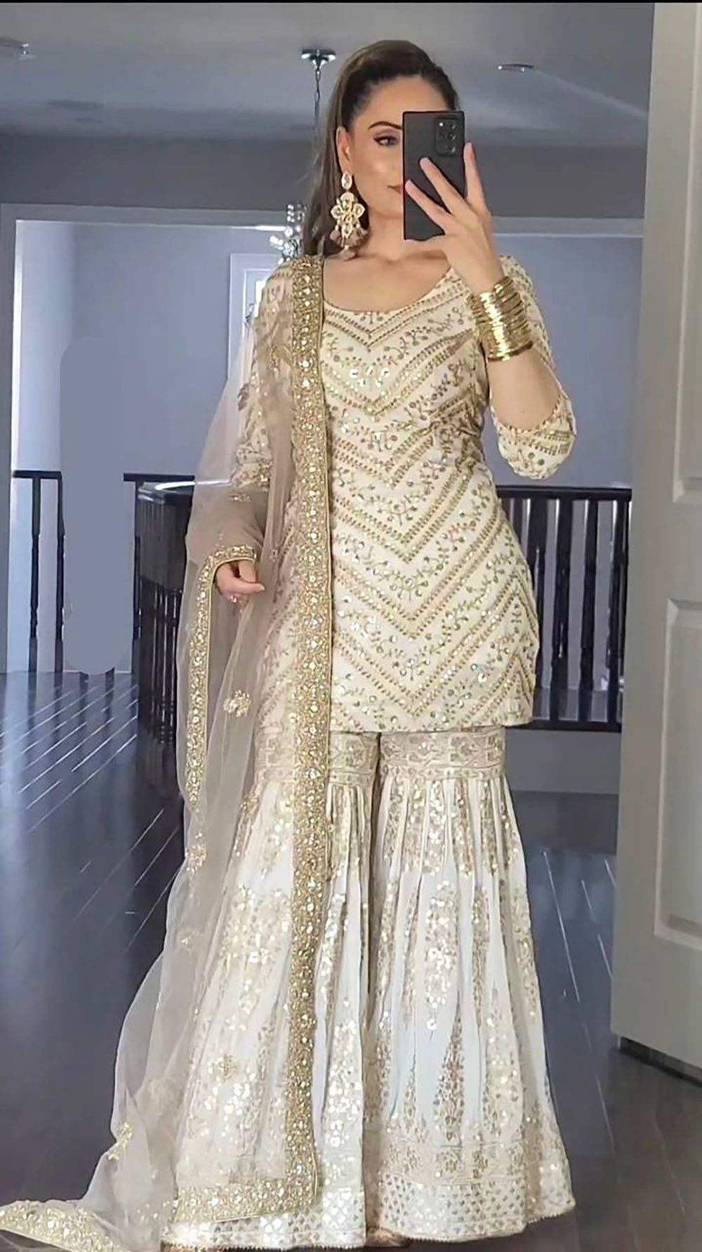 Indian & Pakistan Clothing Gharara Designs Punjabi Girl Sexy Beautiful Salwar Suit Neck Designs Sarara Woman Dress Wholesale