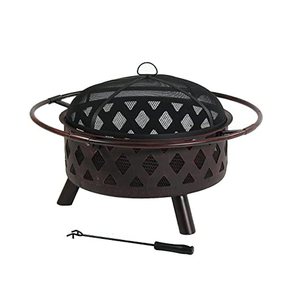 Fantastic Unique Design Patio Durable Wood Burning Fireplaces Metal Black Coated Fire Pit With Lid At Competitive Price