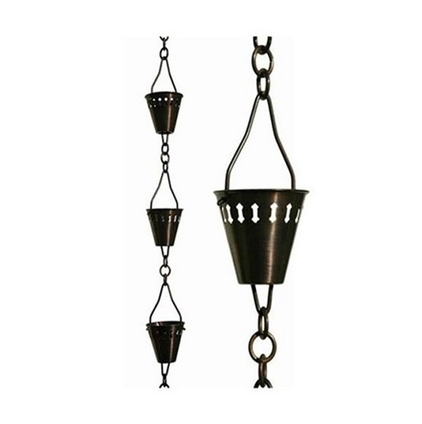 New Design Top Quality Copper Rain Chain with Basin Metal Pure Copper Outdoor House Garden Decoration Rain Chain For Garden