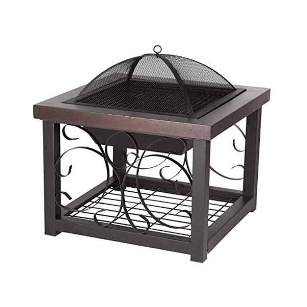 Fantastic Unique Design Patio Durable Wood Burning Fireplaces Metal Black Coated Fire Pit With Lid At Competitive Price