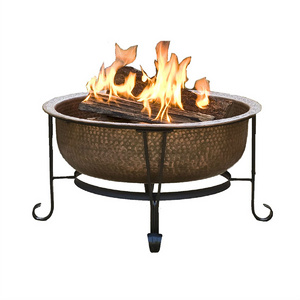 Portable Outdoor Camping Wood Burning Hammered Firepit Bottom Stand Home Outdoor Garden Decoration Round Shape Firepit