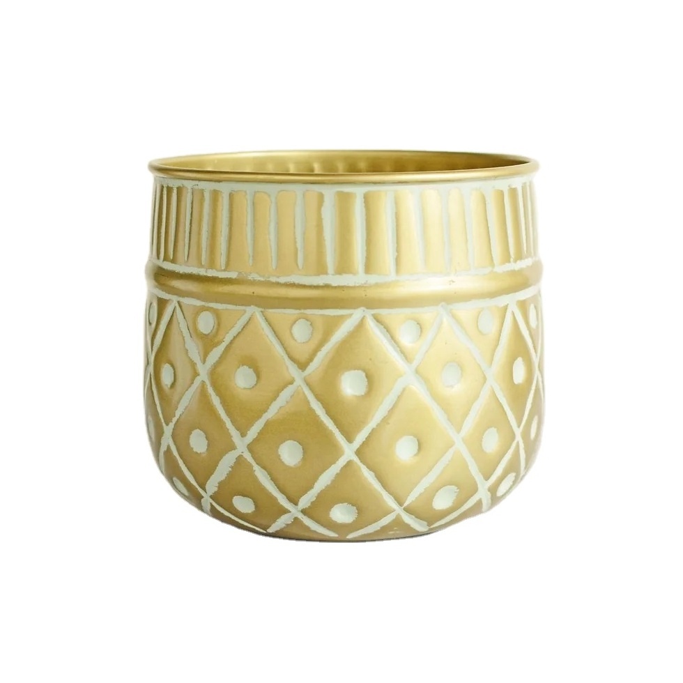 Embossed Gold Planter Indoor & Outdoor Planter Living Room, Bedroom, Home & Office Decor Golden Large Planter For Home Hallway