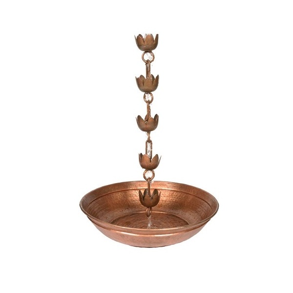 New Design Top Quality Copper Rain Chain with Basin Metal Pure Copper Outdoor House Garden Decoration Rain Chain For Garden