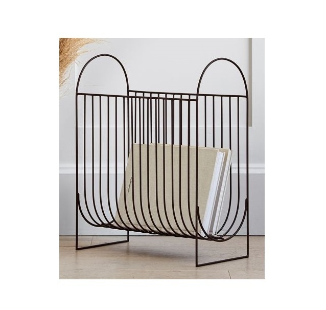 Vintage gray wire metal magazine stand / magazine rack / magazine basket fashion newspaper display metal holder for office table