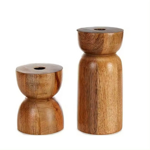 Natural Color Wooden Candle Stand Latest Modern Design Tableware Centerpiece Candle Holder For Parties And Hotel Decor