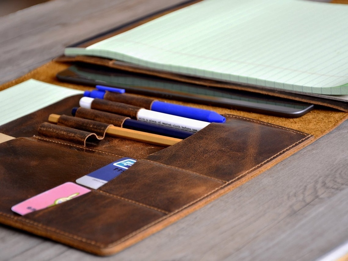 Notepad Holder, Leather Portfolio, Business Document Holder Leather Folder For Travel Luxurious Real Leather Portfolio