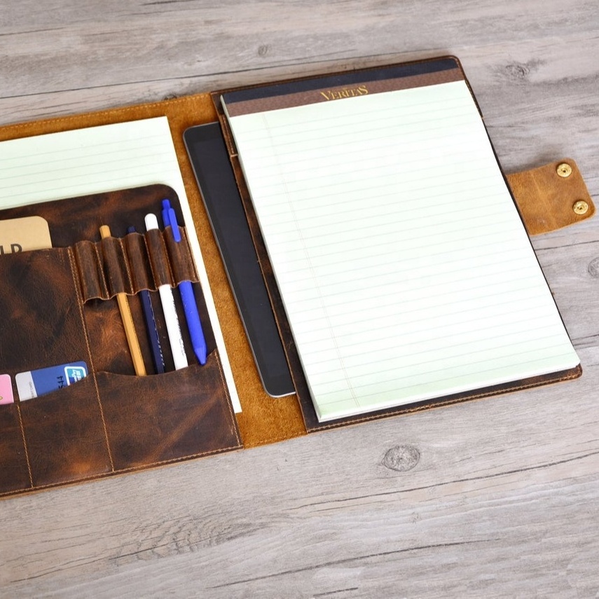 Notepad Holder, Leather Portfolio, Business Document Holder Leather Folder For Travel Luxurious Real Leather Portfolio