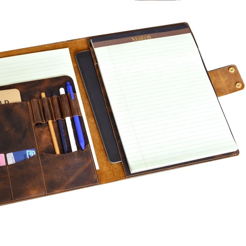 Notepad Holder, Leather Portfolio, Business Document Holder Leather Folder For Travel Luxurious Real Leather Portfolio