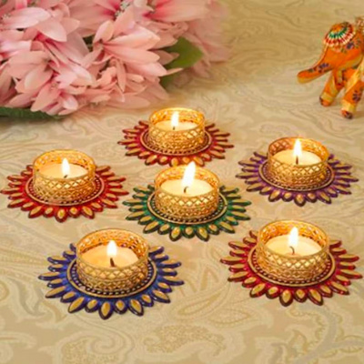 Hot Sale Diwali Tea Light Holders Diwali Decor Handmade Diyas Diwali Gift Home Decor Candle Holders Tealight Holder Table Top