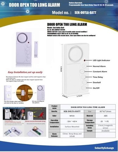 Premium Quality Door Ajar Alarm With Inbuilt Loud Buzzer and Battery Prevents Unauthorized Entry Exit Home Sekurity Alarm System