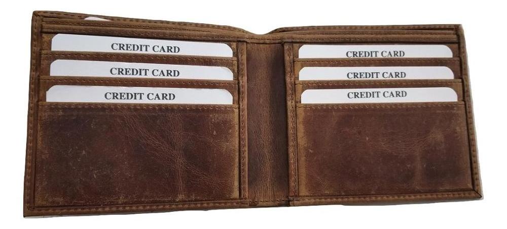 RFDI Blocking Simple Daily Usage Customized Logo Light Brown Genuine Leather Open Wallet for Men's