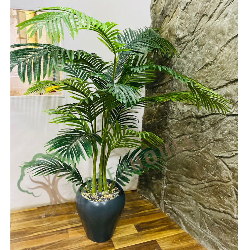 Hot Selling Big Artificial Areca Palm Tree  PVC/Fabric Material Made Natural Style Faux Areca Palm Plant for Office Decoration